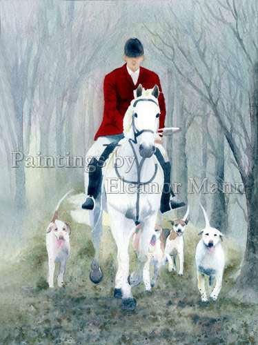 Exercising the Hounds (winter) a watercolour painting by Eleanor Mann