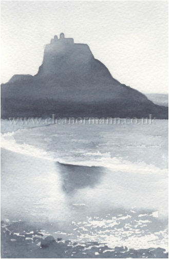 Watercolour painting, Lindisfarne Castle, Holy Island, Northumberland (3 in a series of 5) by Eleanor Mann