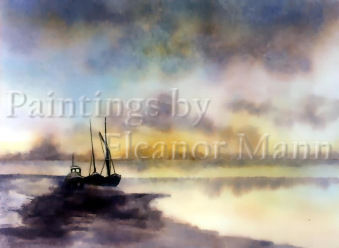 Boats watercolour painting by Eleanor Mann