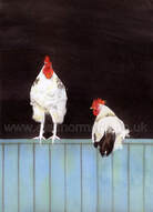 Chickens, barn, door, watercolour, painting, original, English, Suffolk, art, artist, Eleanor, Mann