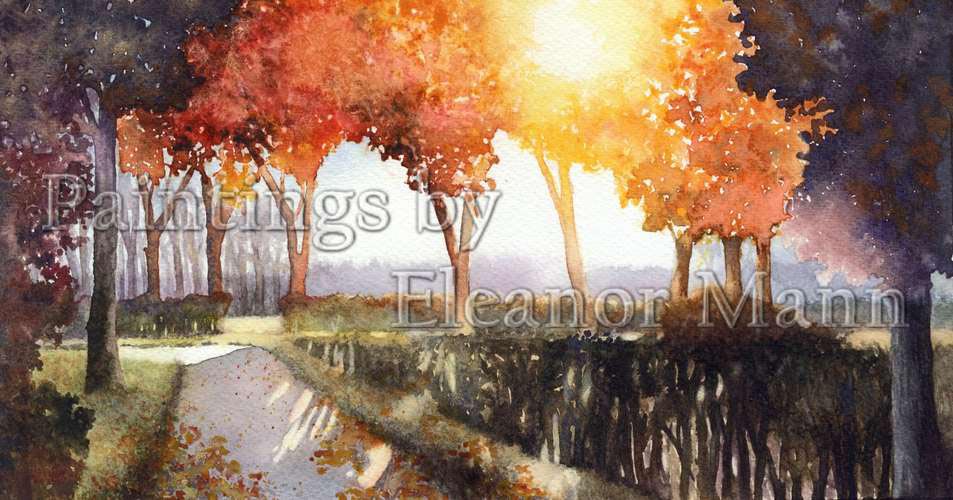 Autumn Lane, original watercolour painting by Eleanor Mann