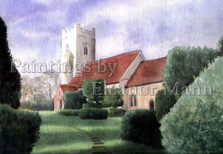 Borley Church a watercolour painting by Eleanor Mann