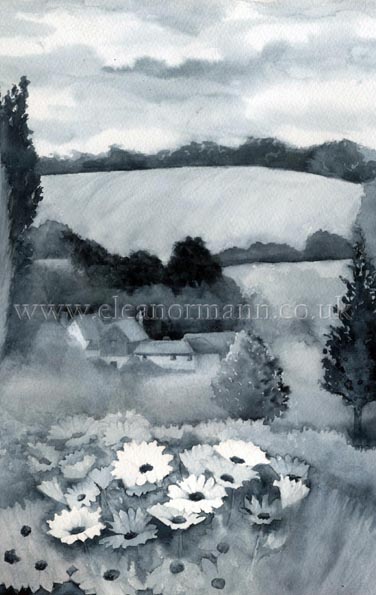Original watercolour painting of Great Hickbush, Great Henny painted on location by Eleanor Mann