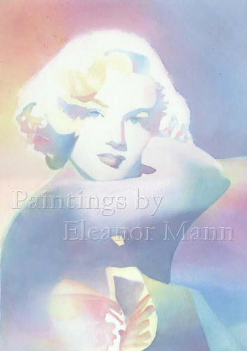 Original watercolour portrait painting of Marilyn Monroe  Golden Days,Eleanor Mann