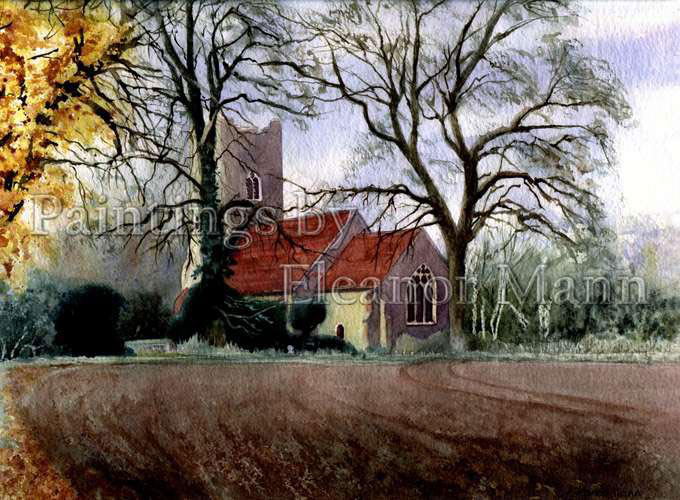 Borley Church an original watercolour by Eleanor Mann