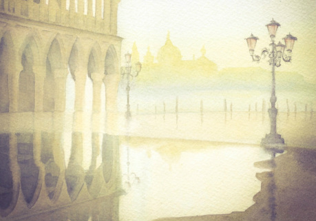 original watercolour painting of The Grand Canal and Venice by Eleanor Mann for sale