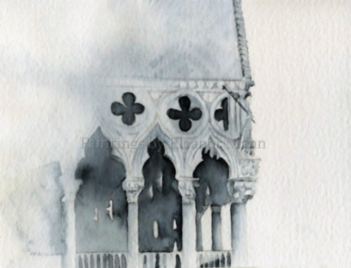 Watercolour painting of a corner of Doge's Palace (Palazzo Ducale), Venice by Eleanor Mann