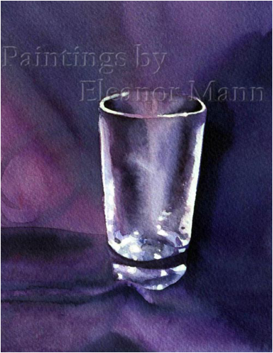 Original watercolour painting of a shot glass by artist Eleanor Mann