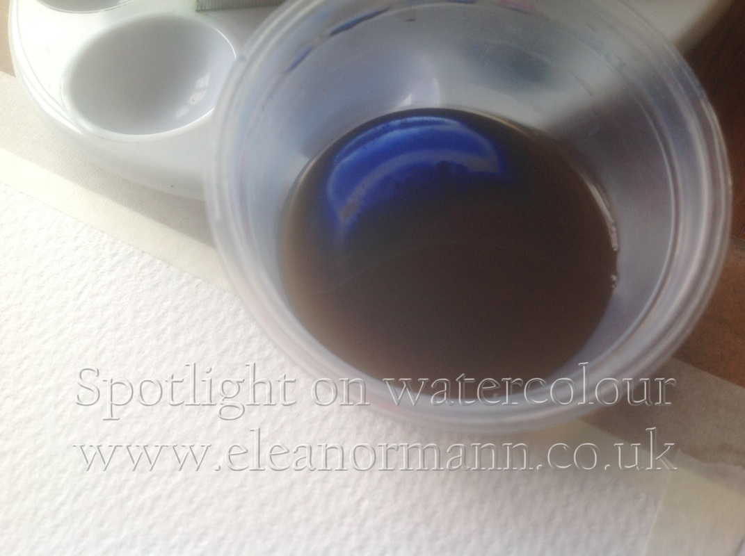 French Ultramarine and Burnt Sienna showing separation in the palette blog by Eleanor Mann