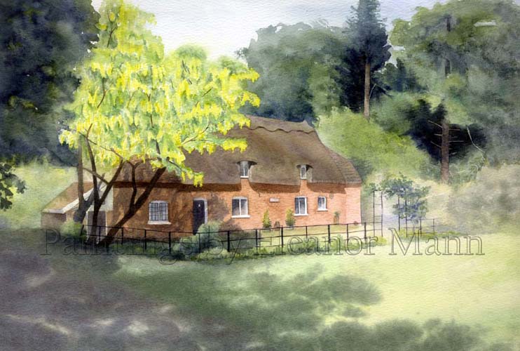 A watercolour picture of Keepers Cottage, a delightful house in the heart of Castle Hedingham, Essex.