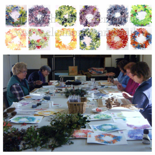 Workshop painting wreaths with Eleanor Mann