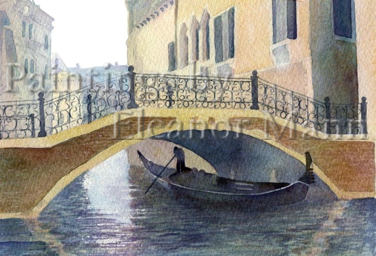Morning in Venice.  A watercolour painting by Artist Eleanor Mann.