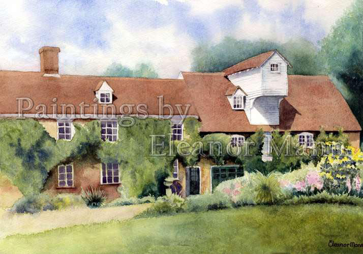 Mill at Pentlow, Suffolk. Watercolour painting by Eleanor Mann