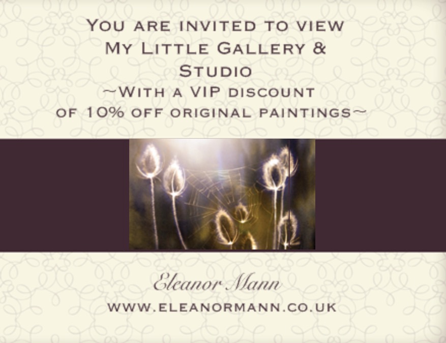 Suffolk Watercolour Artist, Eleanor Mann Open Studio Event 10th and 11th September 2016