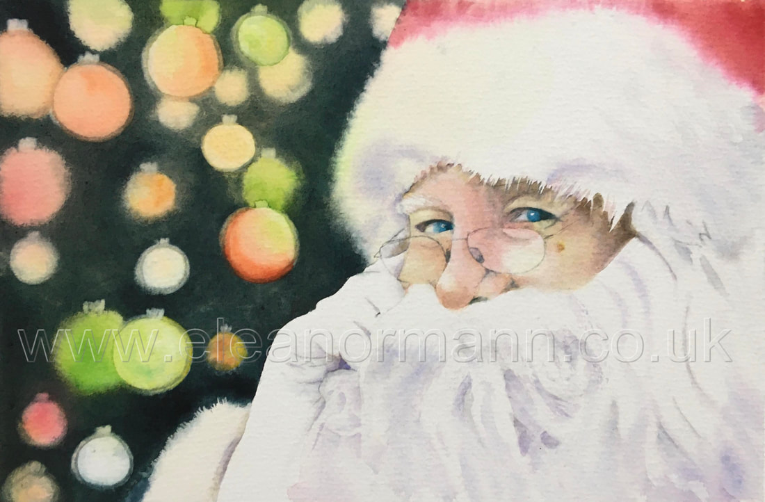 Father Christmas is an original watercolour painting by Suffolk artist Eleanor Mann