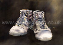 Boots, walking, working, watercolour, painting, original, English, Suffolk, art, artist, Eleanor, Mann