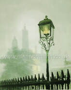 Cambridge Lamp is an original watercolour painting by Suffolk artist Eleanor Mann