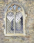 Window, church, reflected, light, watercolour, painting, original, English, Suffolk, art, artist, Eleanor, Mann