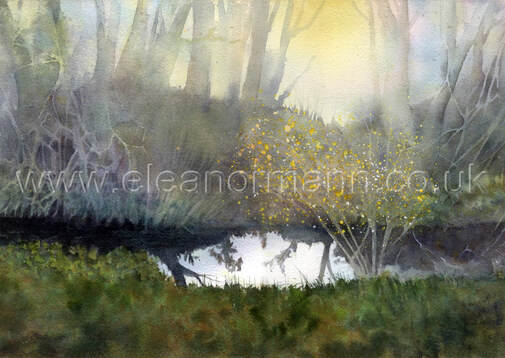 Original watercolour painting for sale Early Morning Walk by watercolor artist Eleanor Mann