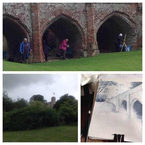 Plein air watercolour workshop at Hedingham Castle with Suffolk, Essex, artist Eleanor Mann