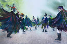 Morris dancers is an original watercolour and pastel painting by Suffolk artist Eleanor Mann. The original is currently FOR SALE and prints are available to buy.